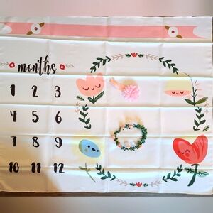 Baby Milestone Blanket with Floral Design Girl